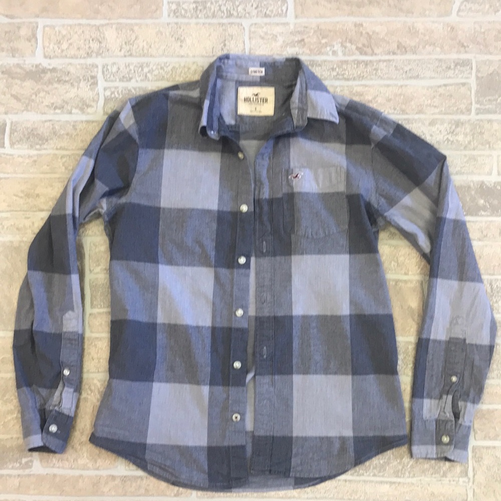 Mens small Hollister stretch long sleeve button down shirt